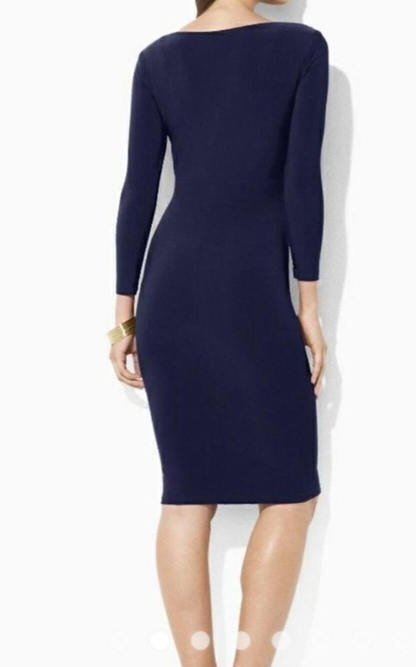 Lauren Ralph Lauren Faux wrap Sheath Dress Navy Size 6